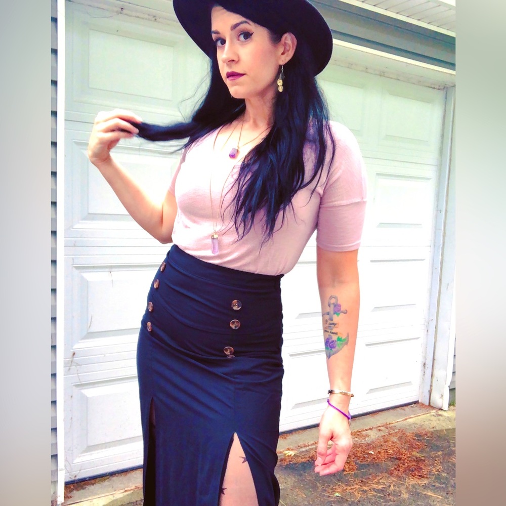 Nasty Gal Double Slit Midi Skirt Sz 6